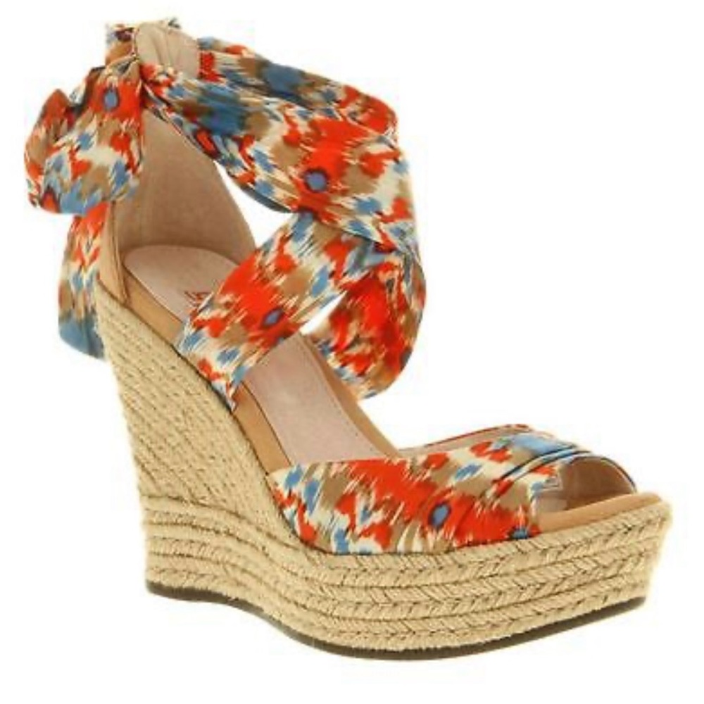 UGG Floral Multicolor Espadrille Wedge Sandals
